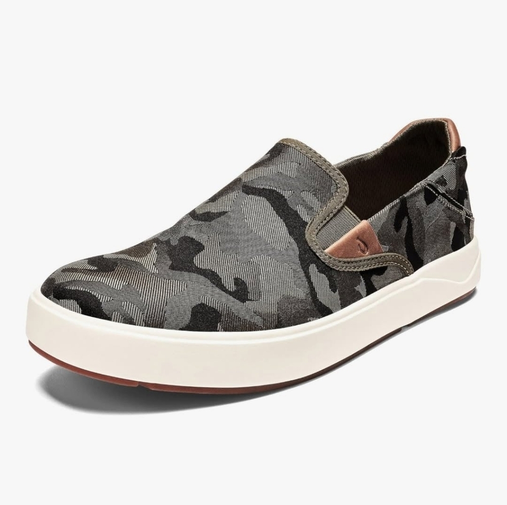 OluKai Men's Gray Camo Slip-On Loafers